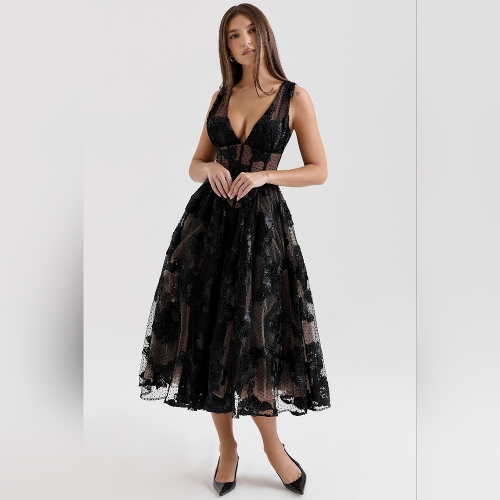 Black Embroidered House of CB 'Sianna'- XS